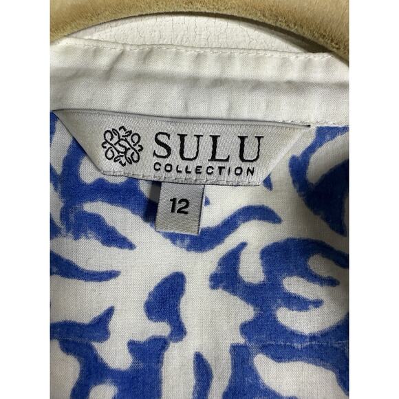 Sulu Collection Blue White Embroidered Cotton Tunic XL Boho Resort Coastal Chic - Picture 8 of 11